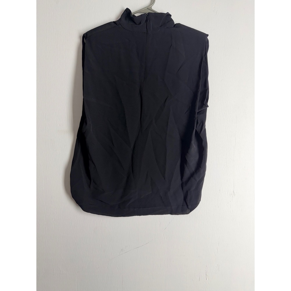 Zara Black Mock Neck Sleeveless Blouse High Low Hem Top Small